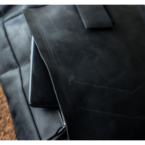 Черный рюкзак з натуральной кожи 
